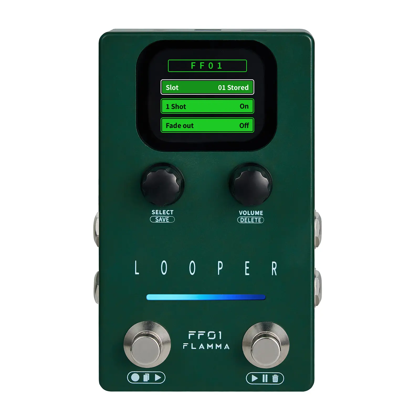 FLAMMA Looper Guitar Pedal FF01 Looper Pedal with 40 Slots 160 Mins Looping Time Stereo Guitar Loop Pedals with Screen for Electric Guitar/Bass Fade Out USB Data Management