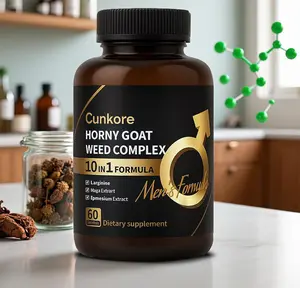 Cunkore 10-in-1 Horny Goat Weed Herbal Energy Supplement - New Year New Me Edition, Natural Stamina & Performance Booster for Men, Supports Vitality, Drive & Fitness Endurance, Vegan 60 Capsules Healthcare Edible Dietary