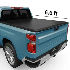 MOSTPLUS 6.5FT 4-Fold Soft Tonneau Cover for 2017-2025 Ford F-250 Trucks with Marine-Grade Vinyl Clamps & LED Lights Easy Installation