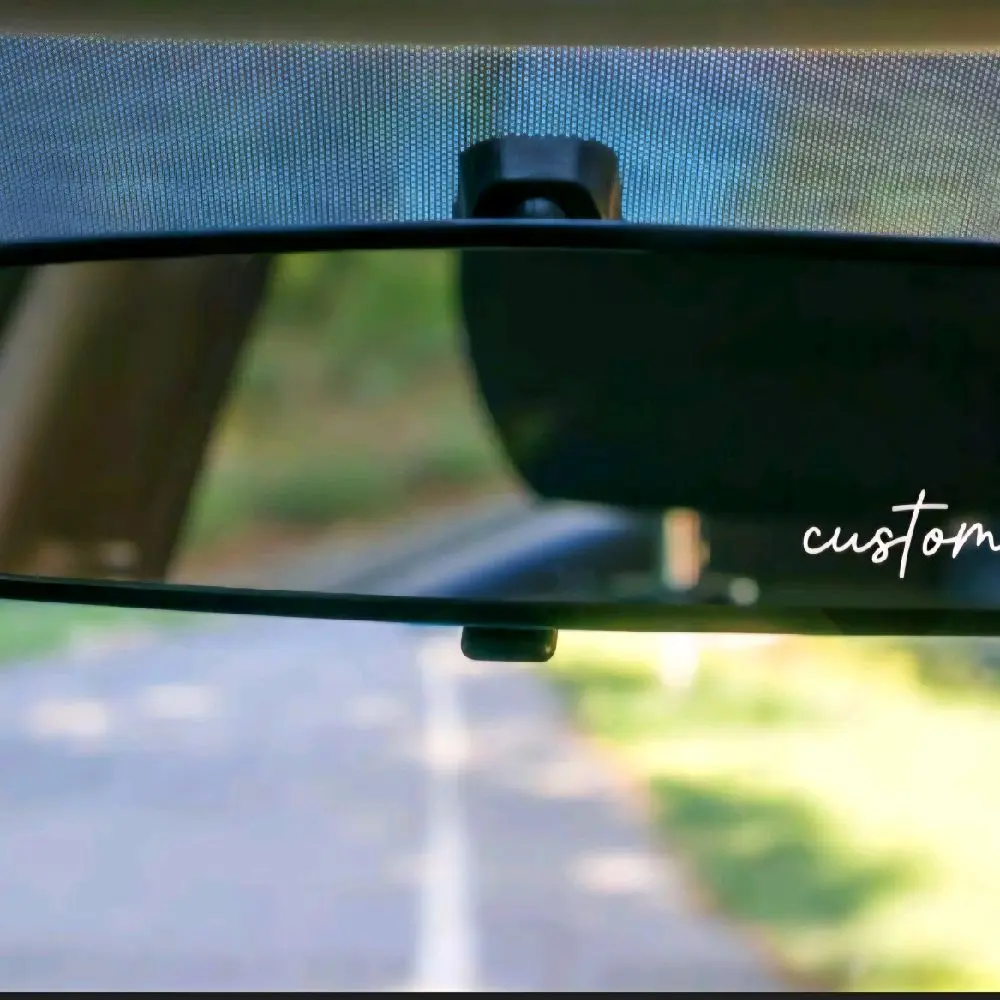 custom text rearview mirror decal