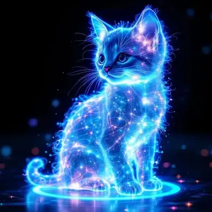 Glow in The Dark Cat Pattern DIY Diamond Art Painting Kit without Frame, DIY 5D Diamond Arts Painting Kit, Handicraft Wall Art Decor for Home Living Room Bedroom, DIY Kits