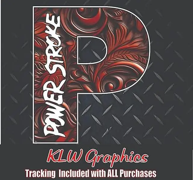 Powerstroke P Leather Print Full Color Decal Sticker Turbo Diesel Truck 6.7 7.3 Crew Double Cab