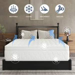 queen size mattress 12/14-Inch Twin, Full, Queen, King Size Memory Foam Mattress (with Independent Springs), Pressure Relief, Motion Isolation & Stable Edge Support, Spring Mattress in a Box, Gel-Infused Memory Foam