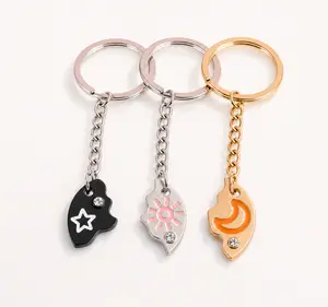Sun Moon Star Magnetic Keychain Set – 3 Piece Puzzle Circle Keyring with Sun, Moon & Star Charms, Matching Friendship Gift for Best Friends, Sisters & Trio – Veyla