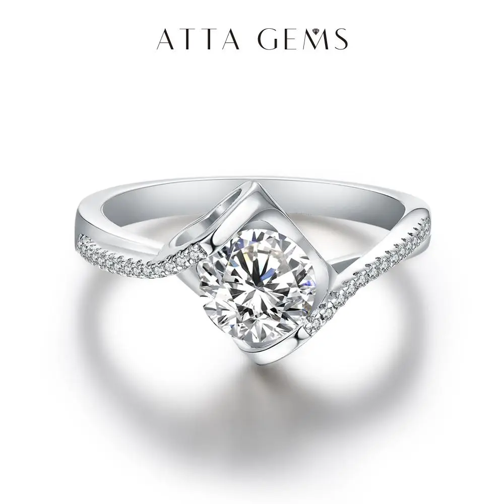 Synthetic Moissanite Ring 1CT D Color VVS1 for Women Birthday Gift Engagement Wedding Party Gift Outdoorfun R009