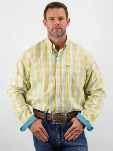 Signature Series Winchester Snap-Front Shirt – Slate Gray & Blue Plaid, 100% Cotton Flannel, Underarm Gussets & Option Cuffs