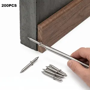 200Pcs Double-Headed Skirting Nails with 4 Sleeve Tools, Invisible Seamless Baseboard Nails for Wood Trim, Wall Molding, Cabinets