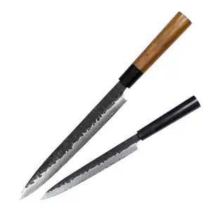 Yanagiba Japanese Sushi Knife, For Sushi & Sashimi Chefs, Hand-Forged Damascus Blade, Flat Grind Precision, Ebony or Olive Wood Handle – Pro Chef & Collector Gift | Kajiya Kekouku 9 Inch