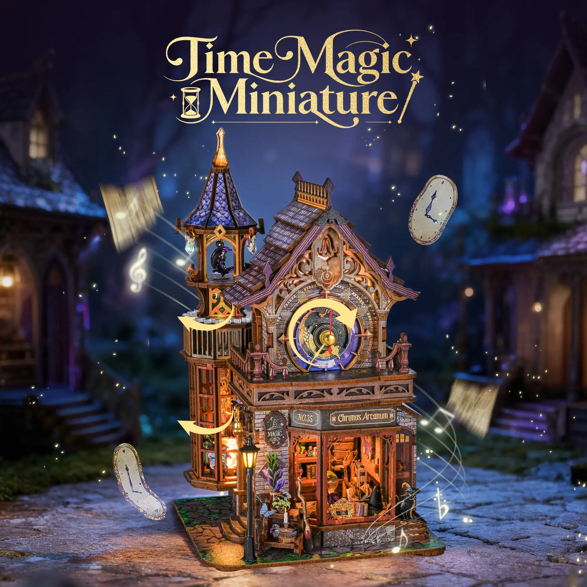 FUNPOLA LED 3D Wood Puzzle Time Magic Club, Dynamic Mechanical
