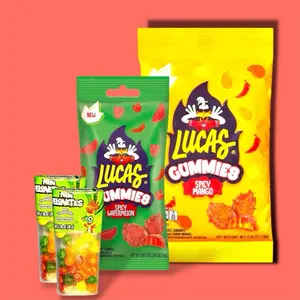 Ultimate Mexican Candy BUNDLE - Spicy Mango & Watermelon Lucas Gummies, Pelon Tamarind Bites in Resealable Containers, 4.58 OZ + 2.47 OZ + 1.07 OZ Snacks, Chewy Fruit Snack mexican  candy     box