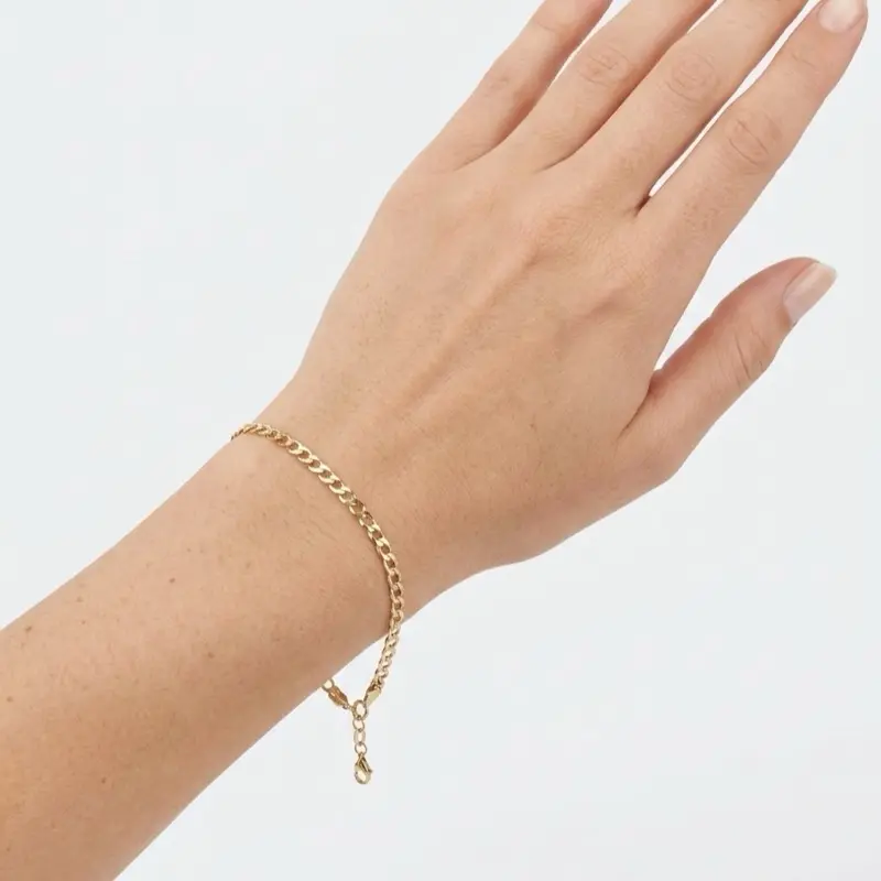 10k Solid Gold Bracelet - 2.6 mm Thick, Size 7 Fine Jewelry Accessory
