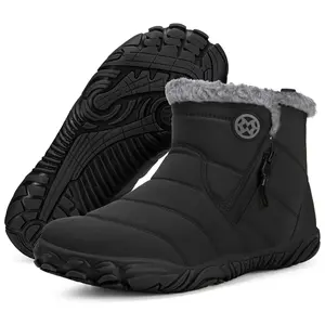 Women's and Men's Barefoot Chelsea Boots for Winter Snow Warm Ankle Booties Wide Toe Box Zero Drop Sole Footwear Walking Shoes winter snow