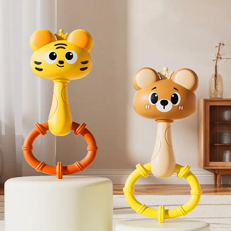 Baby Rattle Play Toy, Cute Cartoon Animal Infant Rattle, Newborn Grip Training Chewable Soothing Rattle, Washable Teething Toy, Suitable for Babies over 0 Months