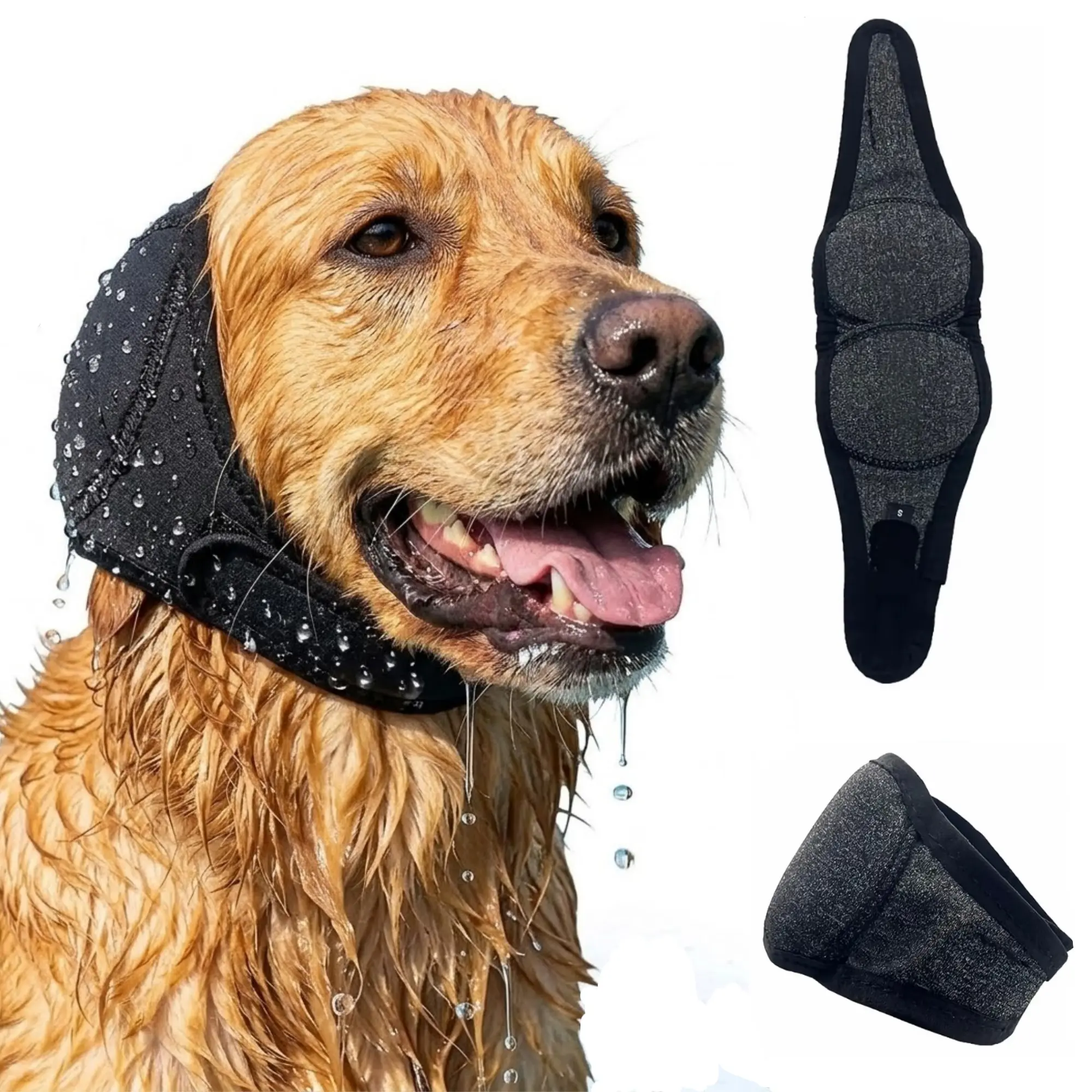 Quiet Ears for Dogs Comfort Calming Hoodie Ear Muffs for Dogs, Waterproof Dog Swim Cap, Dog Ear Cover Wraps for Anxiety Relief Noise Reduction, for Inflammation Hematoma Fireworks Swim Bath Blow