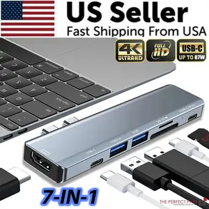 Multiport USB-C Hub Type C to USB 3.0 4K HDMI Adapter for Macbook Pro Air USA 7-IN-1 Fast Shipping from USA