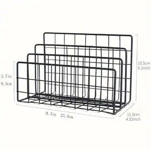 Durable Metal File Folder Organizer, 3-Part Vertical Magazine Rack, Desktop File Sorter, Office Desk Accessory, Paper, Book, Mail Holder