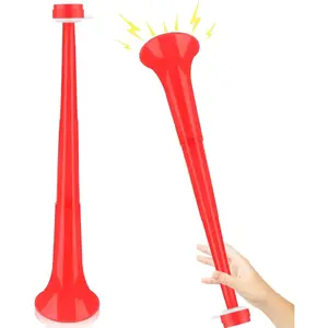 Collapsible Stadium Horn 20.5 Inch Vuvuzela Plastic Trumpet Horn Red Blow Horn Loud Sound Soccer Horn Noisemakers for Sporting Events Graduation Games School Party Supplies