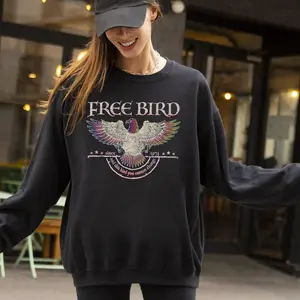 Free Bird, Band, Old School Band, Retro Music, Rock Band Sweatshirt, Women's Crew Neck, Crewneck