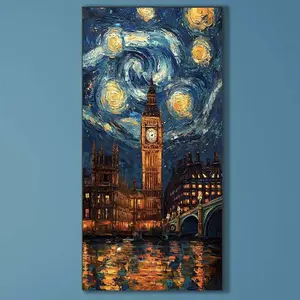 5D DIY Full Drill Round Diamond Painting - Diamond Art Kit London Night Scene Mosaic, Canvas - DIY Wall Decor, Home Wall Decoration, Perfect for Halloween and Christmas, Independence Day, Birthday and Anniversary Gifts, Diamond Painting Kits