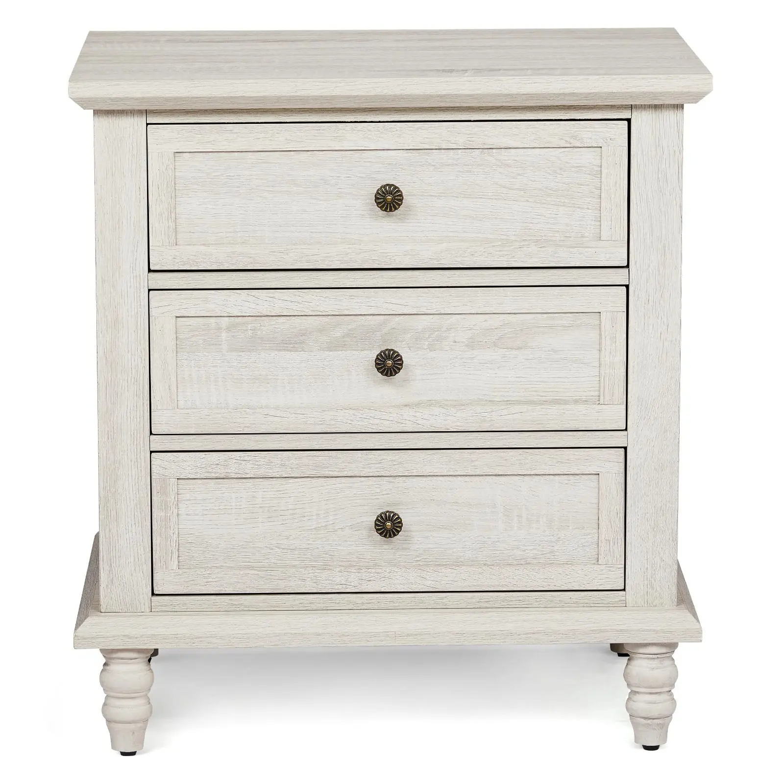【Summervibes】Ubesgoo 27" Farmhouse Wood Pedestal Nightstand with 3 Drawers, Rustic Look Wood Panels, Soft-Close Slides, Natural Grain, Metal Handles, Retro Oak End Table for Bedroom, Living Room Closet, 25"X 18" Desktop