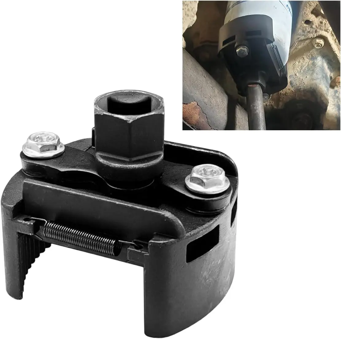 Adjustable Oil Filter Wrench Removal Tool, 60-80 mm (2.36-3.15 inch) Heavy Duty Oil Filter Tool with 2 Serrated Jaws, 1/2" Drive Cap Style Oil Filter Socket Wrench, Oil Filter Remover Tool (60-80 mm)