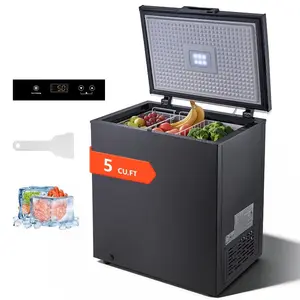 VEVOR Chest Freezer, 5 Cu. ft Compact Deep Freezer, Free Standing Top Open Door Chest Freezers with 2 Removable Baskets Adjustable Thermostat - Energy Saving, Low Noise Garage Ready, Black