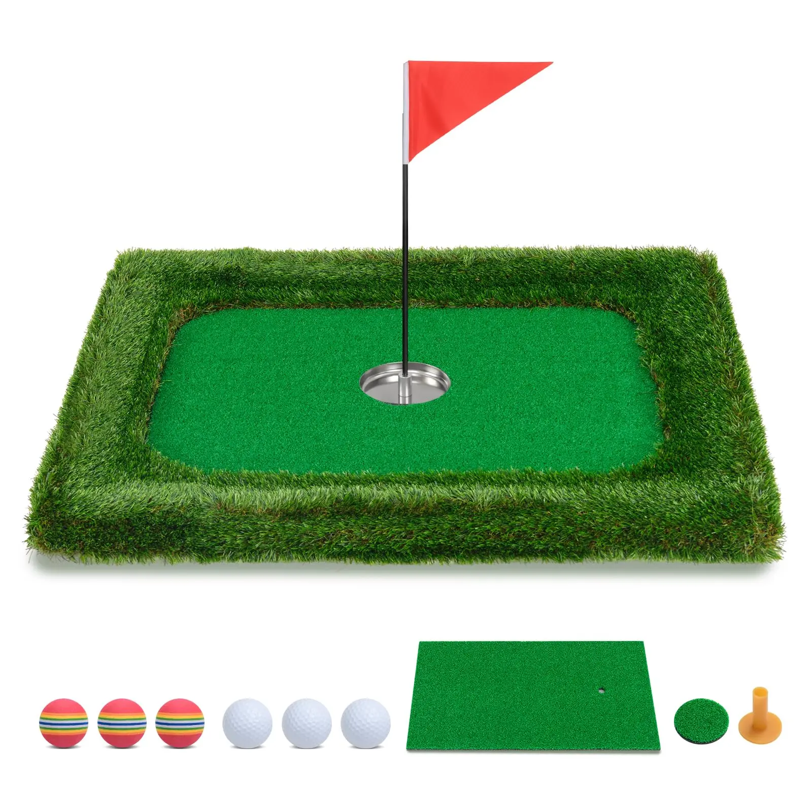 Floating Golf Mat for Pool Games, 37.5" x 25.5" Water Golf Set with PE Turf and Ethylene Vinyl Acetate (EVA) Base for Adults, Includes Hitting Mat, Floating Mat