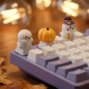 Halloween Ghost Keycaps, Cute Cartoon Design, Mechanical Keyboard Caps, DIY Decoration, Fits Cherry Mx Axes, Replaceable Esc/game Keys, Gamer Gift