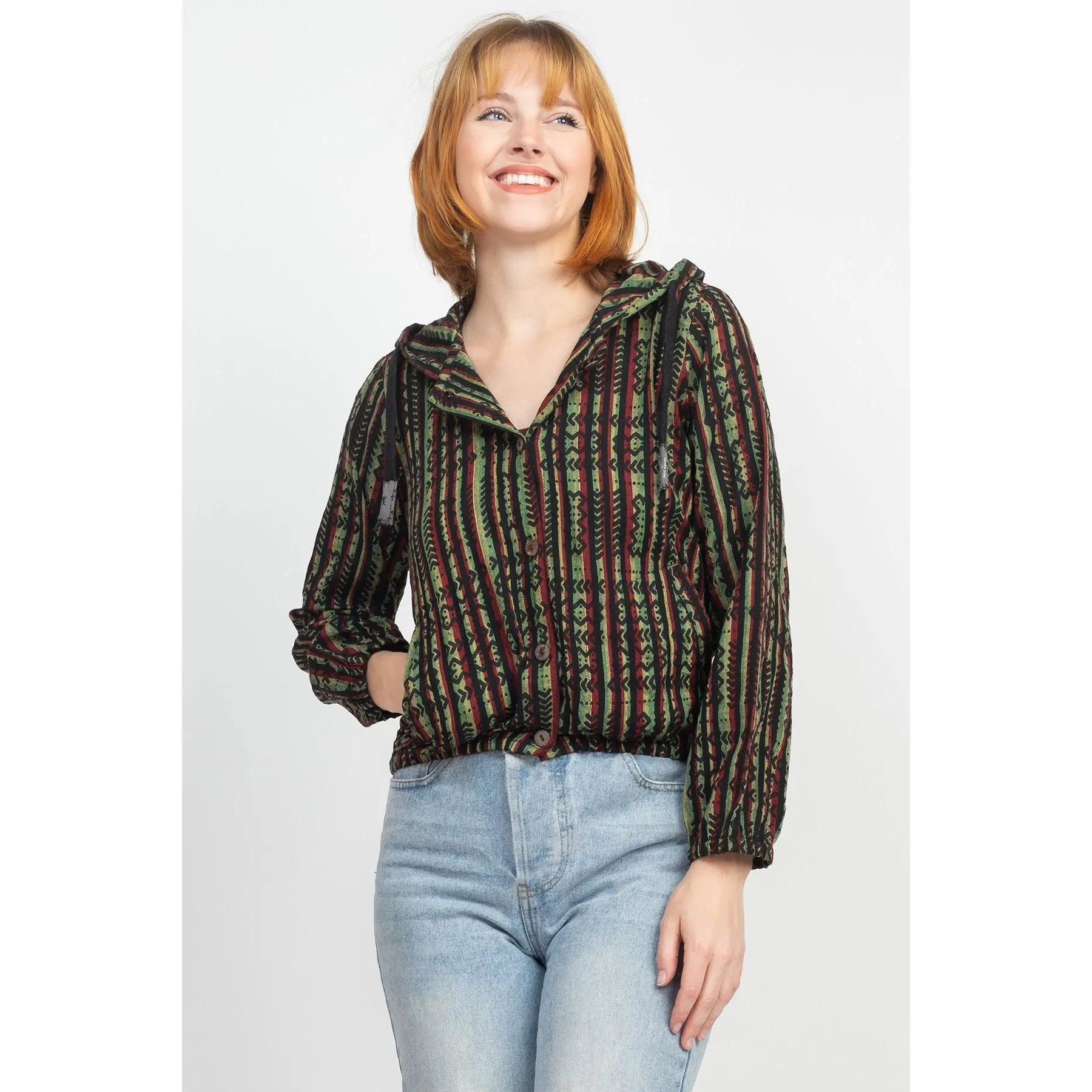Tribal Mud-Cloth Rasta Striped Hoodie