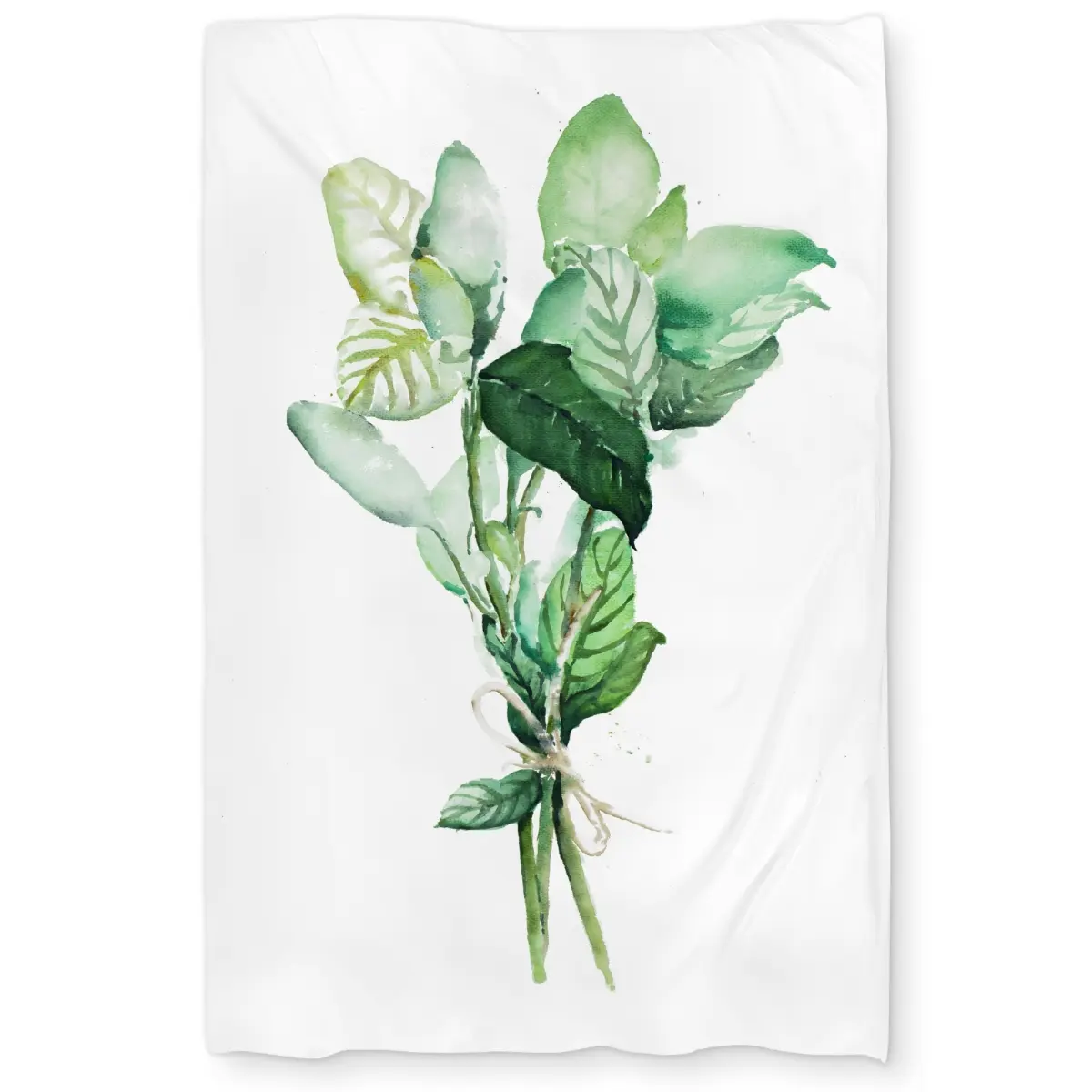 Begin Home Decor C1DCTXLWSIO352 Tied Up Basil Leaves Bundle Decorative Duvet Cover - Twin Size Extra Long, Kitchen Food Themed Bedding Linen