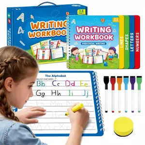 Early Learning Pen Touch Practice Book Gift Set, Letter Control Practice Tools, 38 Pages Coil Notebook with 6 Color Pens, 1 Eraser, Tracing Preschool Books