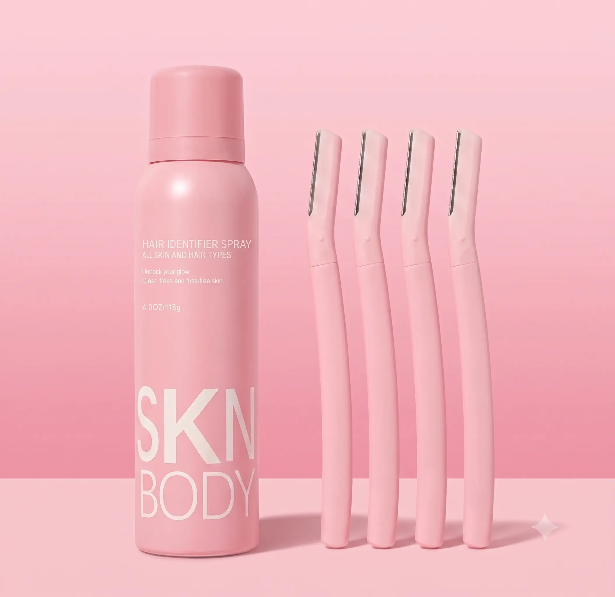SKNBODY Hair Identifier Spray & Dermaplaning Razor Set – Facial Hair Removal Kit for Peach Fuzz,Glowing & Silky Smooth Skin.