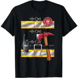 Fireman Halloween DIY Firefighter Uniform Costume Dressup T-Shirt