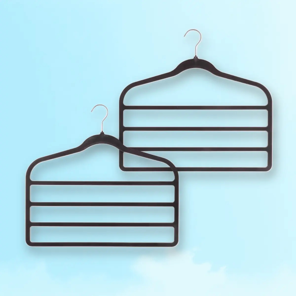 2pk 4-Bar Flocked Hangers Black - Non-Slip Velvet Hangers, for Clothes Pants, Closet Organization, Brightroom