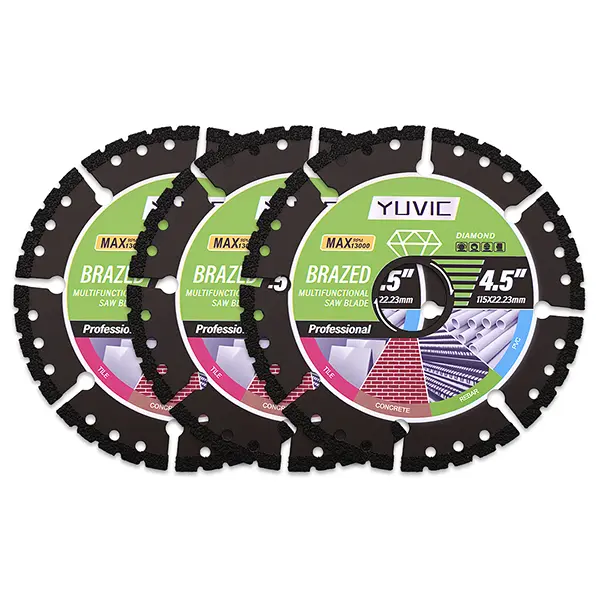 YUVIC 4.5 Inch (115mm) Diamond Cutting Wheel Blades, 1PC/3PCS Multi-Material Dry Cutting Discs for Metal, Tile, Stone, Power Tool Accessories for Angle Grinders, Concrete Grinding Disc