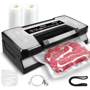 Vacuum Sealer Machine, 90Kpa Liquid  Vacuum Sealer Machine Preservation Dry/Moist/Liquid Modes, LED  Light, Handle Locked Design, Built-in  and Bag Storage, Starter Kit