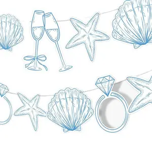 1set Last Toast On The Coast Banner Beach Bridal Or Bachelorette Party Decor Seashells, Party Supplies, Party Event Props, Champagne Glasses, Ocean Party Decorations, Natural Seashell Theme Cardboard Banners