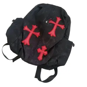 Niche fashion crossbody backpack, punk subculture large capacity rucksack, trendy and cool student backpack