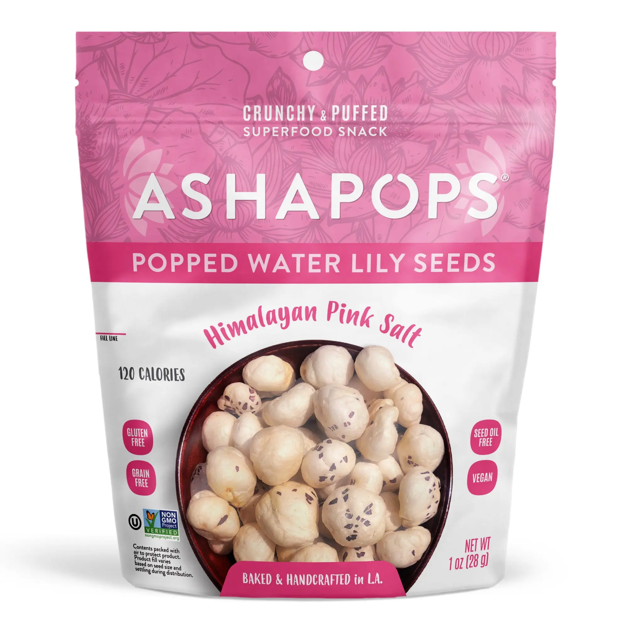 Popped Water Lily Seeds by AshaPops - Himalayan Pink Salt