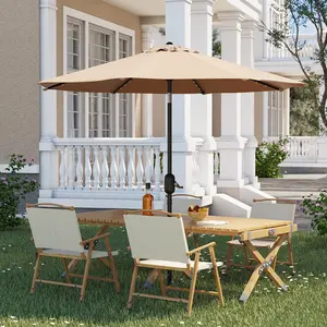 10FT Solar Patio Umbrella, Outdoor Table Umbrella with 40 LED Lights, Adjustable Tilt & Crank for Garden Deck Backyard