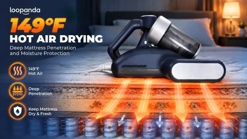 LOOPANDA 16,000Pa Mattress Vacuum Cleaner, Deep Tapping Brush, UV-C ...