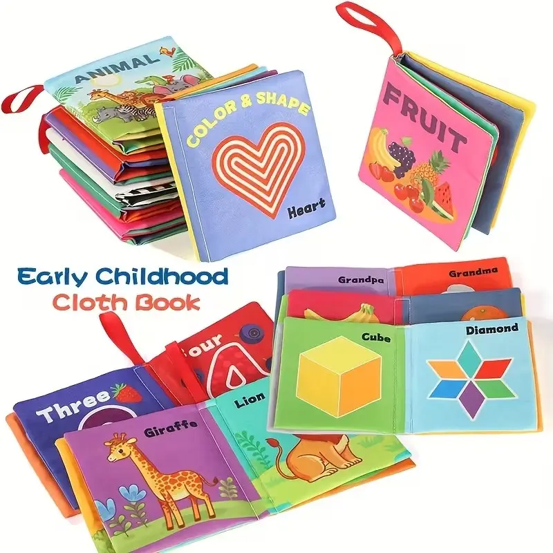6-Piece Baby Educational Book Set, Washable & Tear-Resistant, Animal & Number Themes, Bright Illustrations, Early Learning Toy Gift, Preschool Learning Book