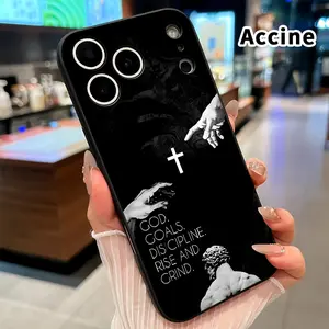 Straight Edge Phone Case for iPhone 17 16 Pro Max 15 Plus 14 13 12 11 Air XS XR E Faith Link Pattern Anti-Scratch Shockproof Soft Silicone Protective Cover