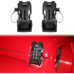 Hood Latches Lock for 2018-2025 Jeep Wrangler JL 4XE and Jeep Gladiator JT, Aluminum Locking Hood Latch Safety Catch Kit Replacement, Eliminates Hood Flutter, 1 Pair Black with 2 Keys