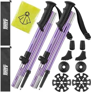 AISUNOURDOOR Lightweight Adjustable Trekking Poles,  Collapsible Travel Hiking or Walking Sticks for Women , with One Disposable Raincoat