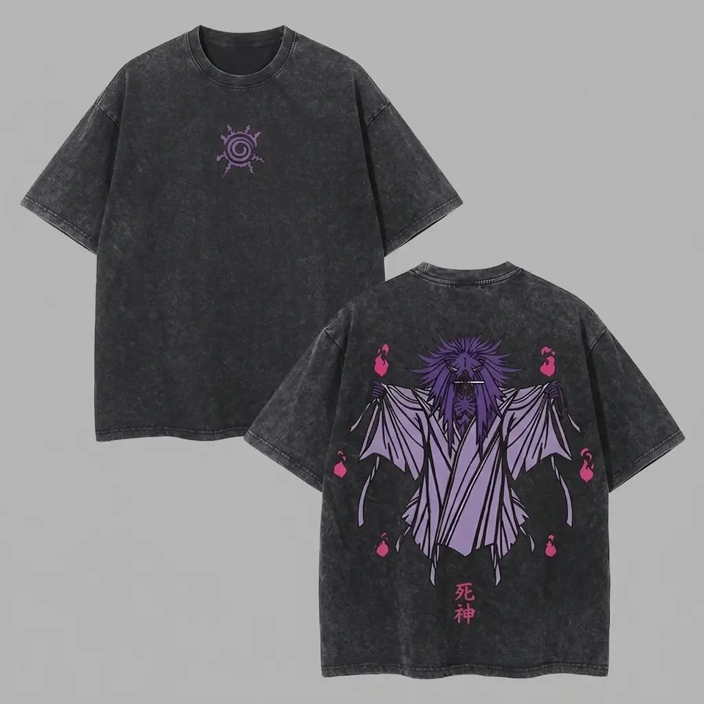 Limited Edition Death Reaper Seal Uzumaki Naruto Anime Double Printed Oversize Lightweight Acid Washed Tee, Gift For anime merch