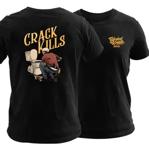 Crack Kills Plumber T Shirt, Funny Plumbing Graphic Tee, Soft Cotton Blend Workman Shirt, Toilet Repair Humor Design, Work to Death Job Apparel for Men & Women