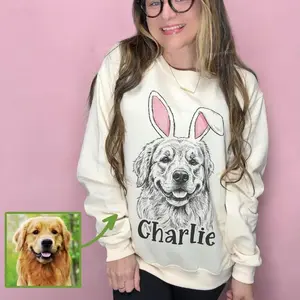 Custom Easter Buuny Ear Dog Sweatshirt or T-Shirt, DTG Printed