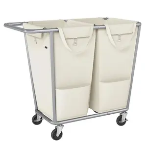 SONGMICS Laundry Basket with Wheels, Rolling Laundry Hamper with Removable Bags, Heavy-Duty Steel Frame with Handle