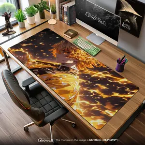 Zenitsu Lightning Portrait Mouse Pad - Demon Slayer Thunder Desk Mat, Anime Flame Gaming Mat, Agatsuma Gift, Otaku Decor